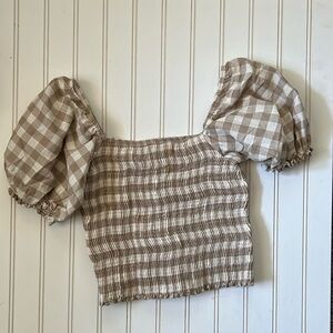 Peixoto Gingham Smocked Top